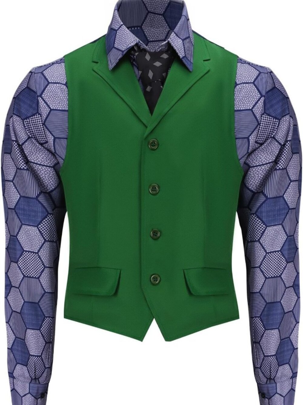 Men's Joker Costume Shirt & Vest Set - Clown Halloween Cosplay Outfit
